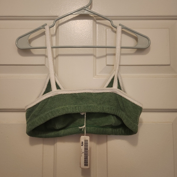 Sundry Green and White Loop Terry Bra Top NWT 3 - Picture 4 of 6